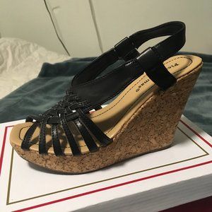 Pierre Dumas Leather and Cork Wedge heel Slip on